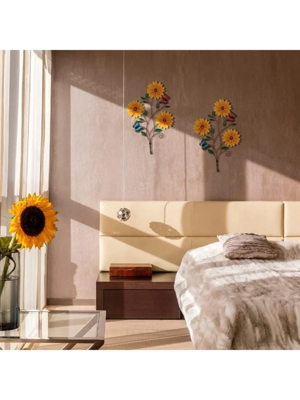 Rustic Metal Sunflower Wall Art - Vintage Butterfly Decor for Home & Patio (2